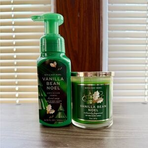 Bath & Body Works Vanilla Bean Noel Hand Soap and Candle Bundle